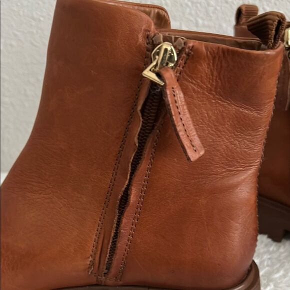 Franco Sarto Women’s Size 5.5 100% Genuine Leather Beam Ankle Boots in Cognac - Picture 9 of 11